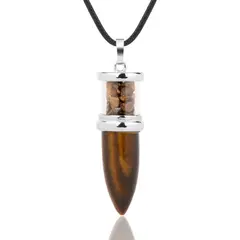 DAYOSHOP - Collar Cuarzo Ojo De Tigre Piedra Natural Pendulo Bala Estuche