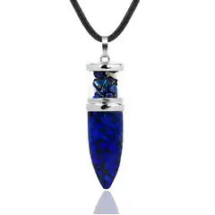 DAYOSHOP - Collar Cuarzo Lapislazuli Piedra Natural Pendulo Bala Estuche