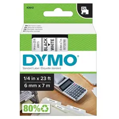 DYMO - Etiqueta D1 plástica 6mm texto negro fondo blanco