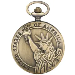 DAYOSHOP - Reloj Bolsillo Estatua De La Libertad Mas Estuche Mas Bateria