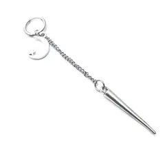 DAYOSHOP - Solitario Candonga Arete Pendulo Y Luna Estrella Acero_.