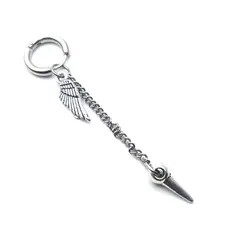 DAYOSHOP - Solitario Candonga Arete Pendulo Y Ala Acero_.