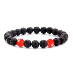 DAYOSHOP - Pulsera Piedra Volcánica Cornalina Unisex Estuche