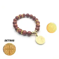 DAYOSHOP - Pulsera San Benito Cuarzo Lluvia De Oro Acero Proteccion Mas Estuche