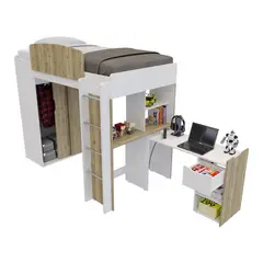 MADERKIT - Camarote Multifuncional con Escritorio y Closet