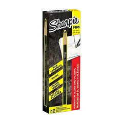 SHARPIE - Lápiz de cera Industrial color negro caja x 12 und