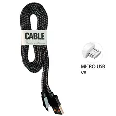 PLATINA - CABLE MICRO USB V8 NEGRO TIPO TELA PLANO