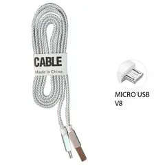 PLATINA - CABLE MICRO USB V8 BLANCO TIPO TELA PLANO