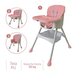 HAPPY BABY - Silla comedor bebe 3en1 York Rosa
