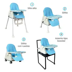 HAPPY BABY - Silla comedor bebe 4en1 Zoe Azul