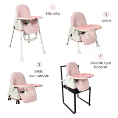 HAPPY BABY - Silla comedor bebe 4en1 Zoe Rosa