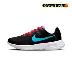 NIKE - Tenis Revolution 6 Mujer-Negro