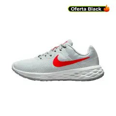 NIKE - Tenis Revolution 6 Mujer-Gris Claro