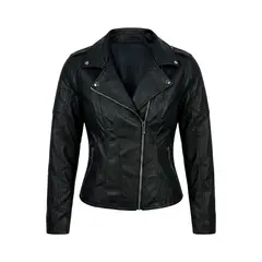SYK - Chaqueta chamarra para mujer negro