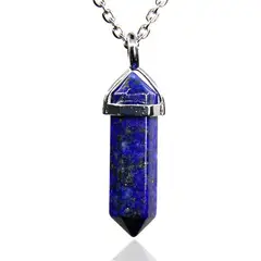 DAYOSHOP - Collar Cuarzo Lapislazuli Cadena Acero Mas Estuche