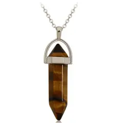 DAYOSHOP - Collar Cuarzo Ojo De Tigre Cadena Acero Mas Estuche
