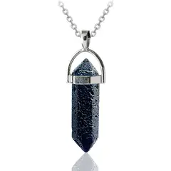DAYOSHOP - Collar Piedra Volcanica Cadena Acero Mas Estuche
