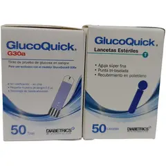 GLUCOQUICK - 50 tirillas de prueba g30a + 50 lancetas
