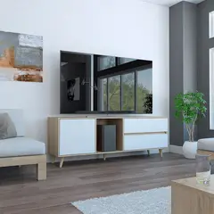 RTA MUEBLES - Rack para tv acacia rrb 3515 rovere + blanco RTA