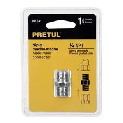 PRETUL - Niple Cromado De 1/4 Npt Para Compresor, Macho