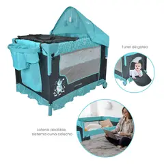 HAPPY BABY - Corral Cuna Colecho Bebé Silver Azul