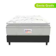 AMERICANA DE COLCHONES - Colchón con Base Cama Queen Firmeza Media Ortopédico Resortado con Pillow Non Flip 160 x 190 cm - 0% Interés a 3 Cuotas Pagando con tu CMR Banco Falabella