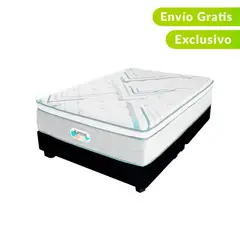 AMERICANA DE COLCHONES - Colchón con Base Cama Queen Firmeza Media Ortopédico Resortado con Pillow Non Flip 160 x 190 cm - 0% Interés a 3 Cuotas Pagando con tu CMR Banco Falabella