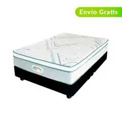 AMERICANA DE COLCHONES - Colchón con Base Cama Queen Firmeza Media Ortopédico Resortado con Pillow Non Flip 160 x 190 cm - 0% Interés a 3 Cuotas Pagando con tu CMR Banco Falabella