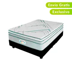 AMERICANA DE COLCHONES - Colchón con Base Cama Doble Firmeza Media Ortopédico Resortado con Pillow Non Flip 140 x 190 cm - 0% Interés a 3 Cuotas Pagando con tu CMR Banco Falabella