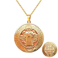 DAYOSHOP - Collar Medalla San Benito Relicario Acero Unisex Estuche_.
