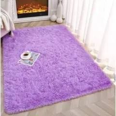 FEEL GREEN - Tapete alfombra peluda Lila - tapete de peluche - 100 × 150 cm
