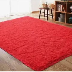 FEEL GREEN - Tapete alfombra peluda Roja - tapete de peluche - 100 × 150 cm