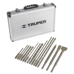 TRUPER - Juego De Brocas Y Cinceles Sds Plus De 15 Piezas Con Estuche