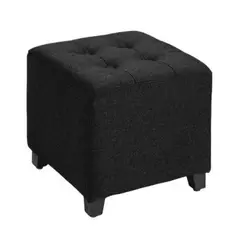 ESTILO RELAX - Puff Reposapies Tapizado en Microfibra - Negro