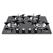 CONTINENTAL - Estufa Empotrable 4 Quemadores Gas Propano Vidrio Templado Negro 60x51 cm 5890