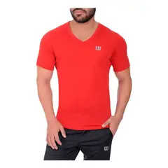 WILSON - Camiseta Cuello En V Hombre Gym Fitness.