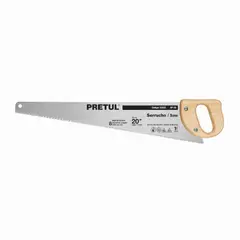 PRETUL - Serrucho De 51 Cm, 8 Dpp Con Mango De Madera, Uso Hogar