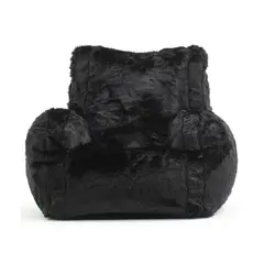 ESTILO RELAX - Sillon Puff King en Peluche Ultrasuave - Negro
