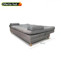 DECOLUM - Sofácama Tous 3 posiciones con brazos tela lino gris + cojines
