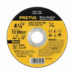 PRETUL - Disco Corte Extrafino De Metal De 4.1/2", Uso General