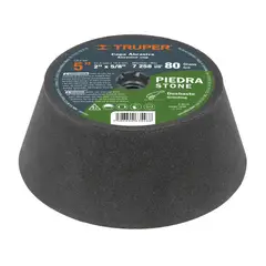 TRUPER - Copa De 5" Fino Para Desbaste Y Pulido De Piedra, Grano 80