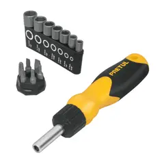 PRETUL - Juego De Puntas Y Copas Con Destornillador Ratchet 14 Piezas