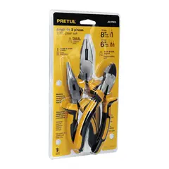 PRETUL - Juego De 3 Alicates En Acero Al Carbono, Mango Comfort Grip