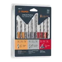 TRUPER - Juego De 9 Brocas Acero Rápido, Concreto Y Madera, Zanco P3