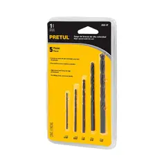 PRETUL - Juego De 5 Brocas Acero Rápido Para Metal, Madera Y Plástico