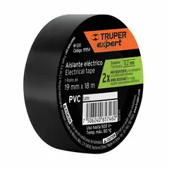 TRUPER - Cinta De Aislar Industrial De Pvc Negra De 18 M X 19 Mm