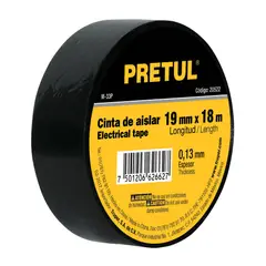 PRETUL - Cinta De Aislar Hogar De Pvc Negra De 18 M X 19 Mm