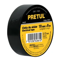 PRETUL - Cinta De Aislar Hogar De Pvc Negra De 9 M X 19 Mm