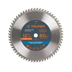TRUPER - Disco Sierra Madera de 12", Centro 1", 80 Dientes
