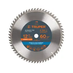 TRUPER - Disco Sierra Madera de 12", Centro 1", 60 Dientes